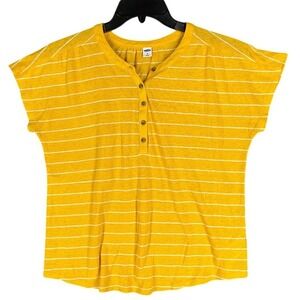 Old‎ Navy Linen Dolman Sleeve Casual Short Sleeve Shirt Striped Trend Womens M